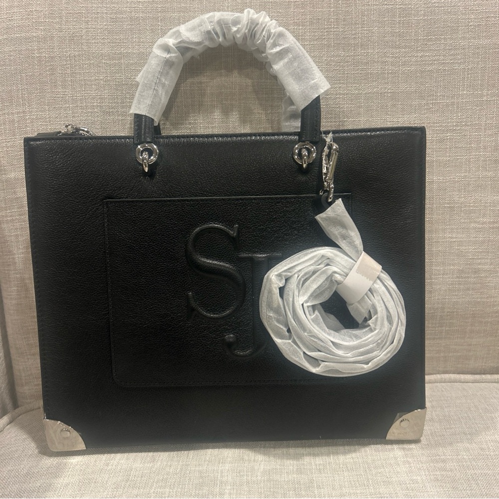 Sassy Genuine Leather Jones Pamela’s Black Tote Handbag